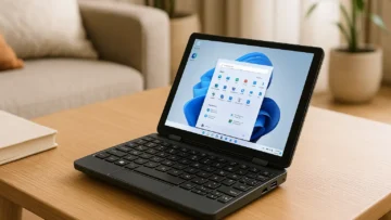 Mini laptop HD de 8" com toque e Windows 11 Pro: potência portátil e versátil