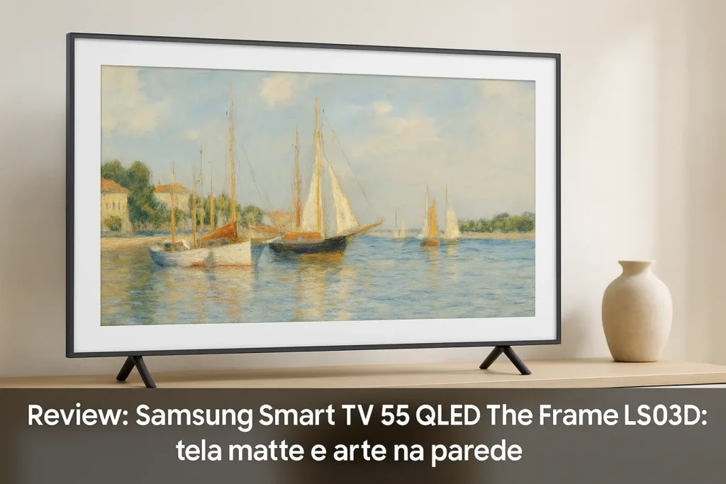 Samsung Smart TV 55 QLED The Frame LS03D: tela matte e arte na parede