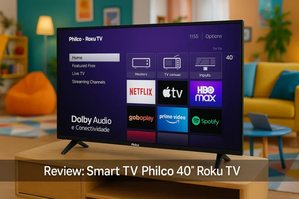 Smart TV Philco 40” Roku TV: Dolby Audio e Conectividade