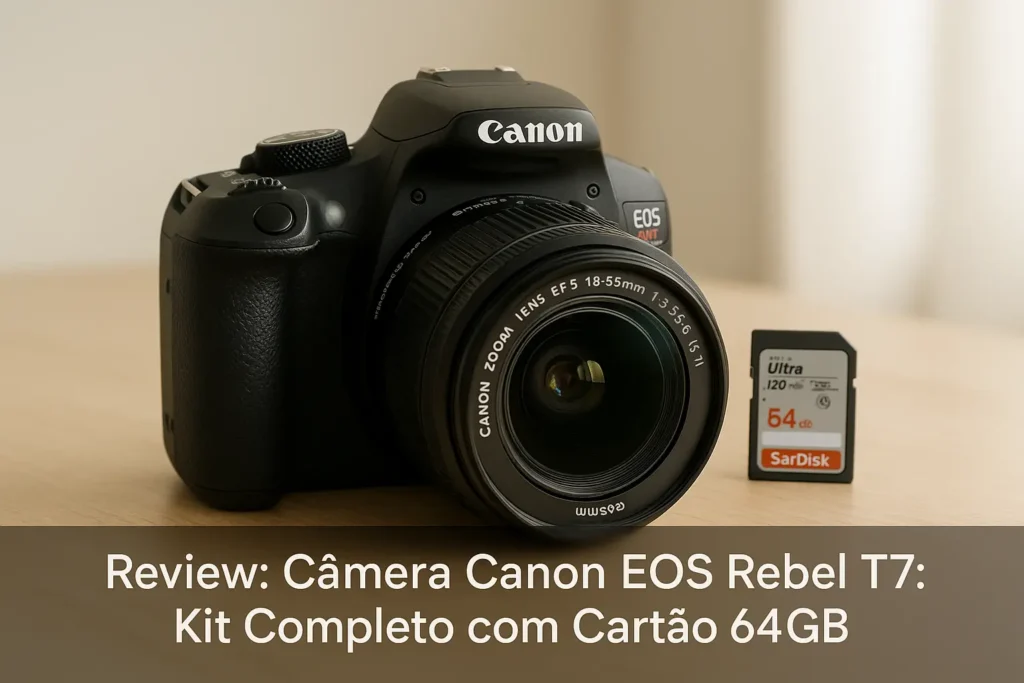 Câmera Canon EOS Rebel T7: Kit Completo com Cartão 64GB