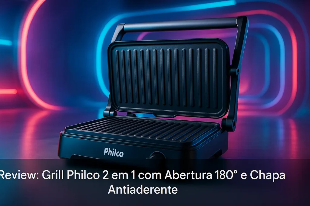 Grill Philco 2 em 1 com Abertura 180° e Chapa Antiaderente