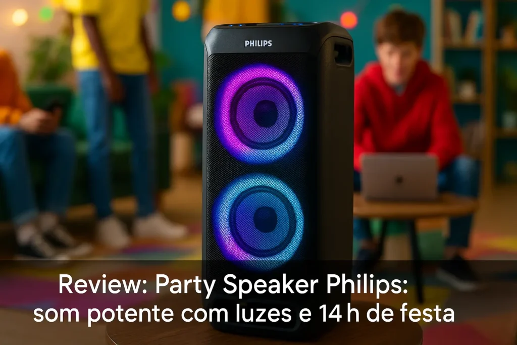 Party Speaker Philips: som potente com luzes e 14h de festa