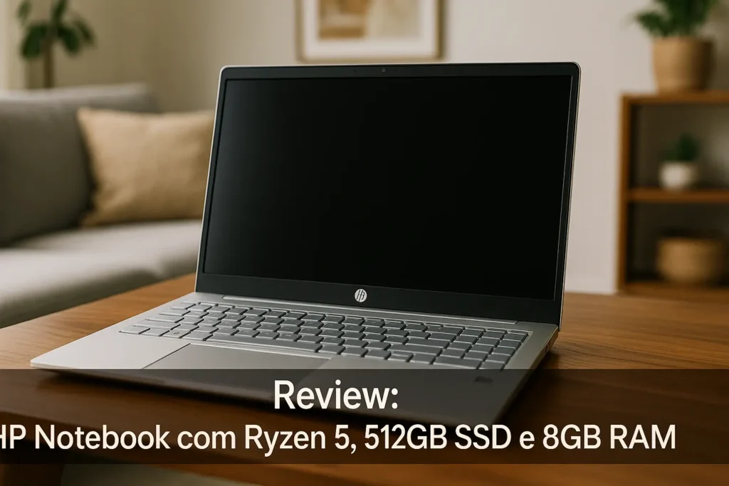 HP Notebook portátil com Ryzen 5, 512GB SSD e 8GB RAM