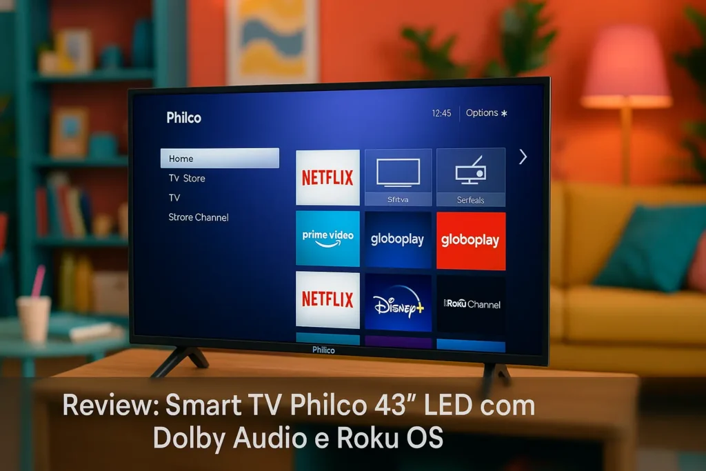 Smart TV Philco 43” LED com Dolby Audio e Roku OS