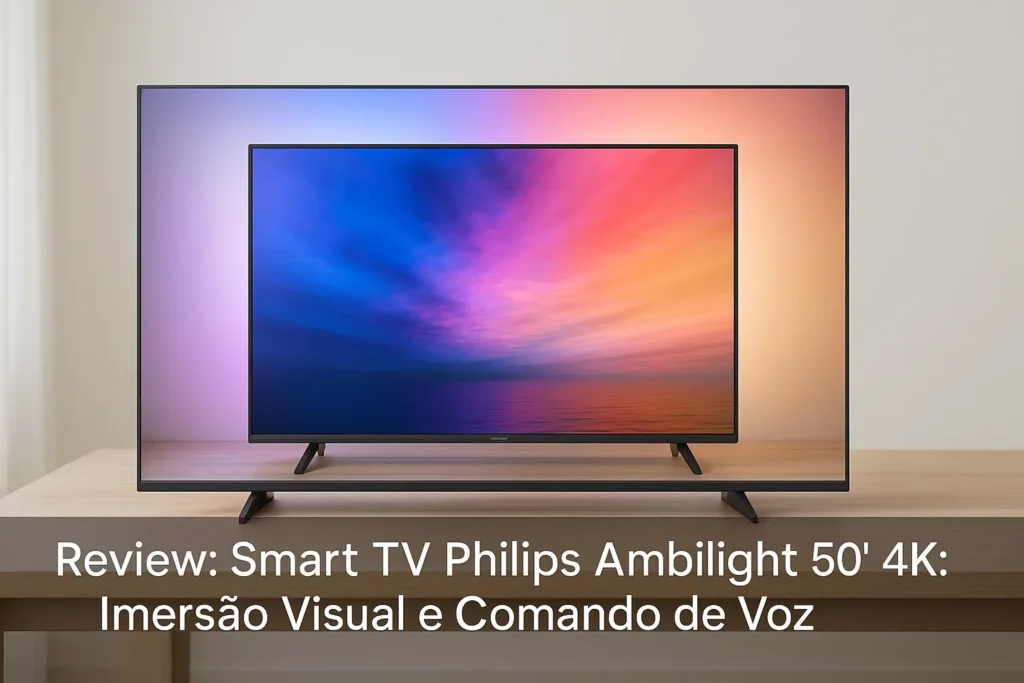 Smart TV Philips Ambilight 50" 4K: Imersão Visual e Comando de Voz