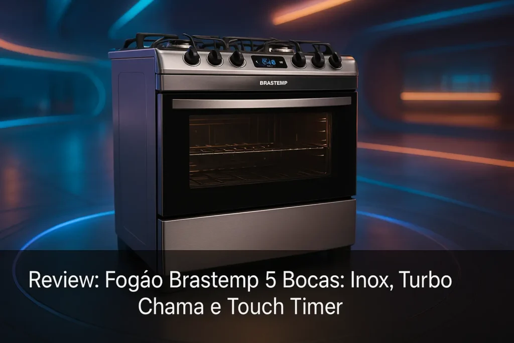 Fogão Brastemp 5 Bocas: Inox, Turbo Chama e Touch Timer