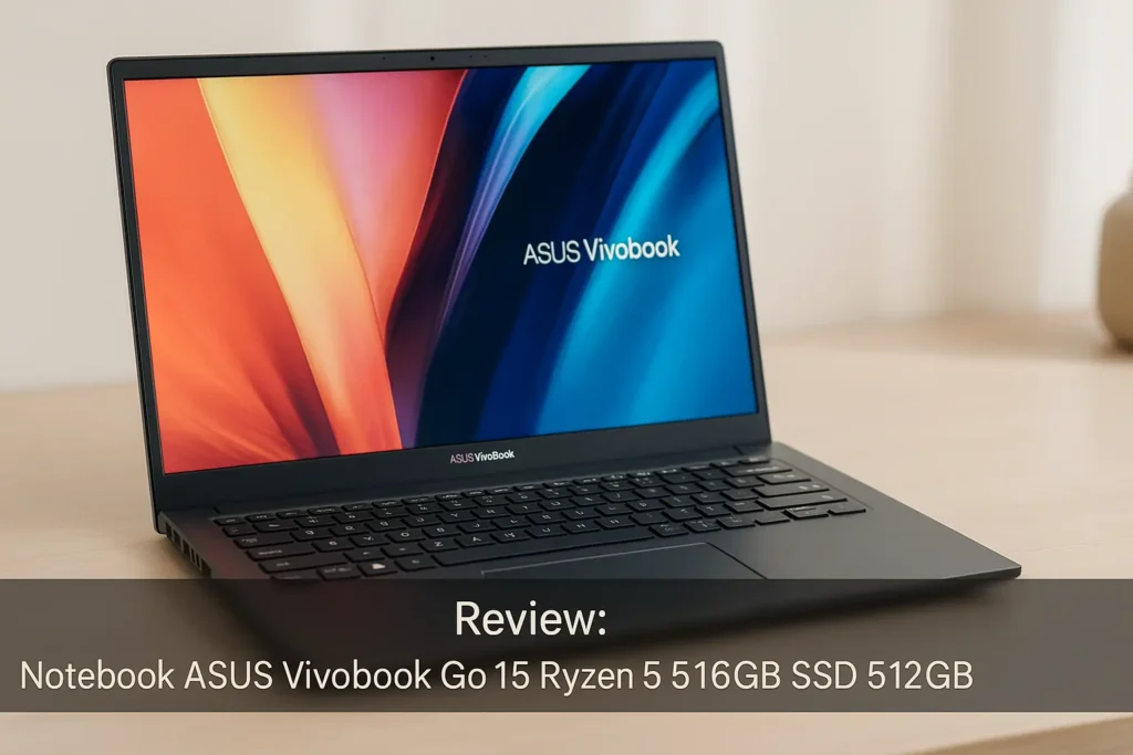 Notebook ASUS Vivobook Go 15 Ryzen 5 16GB SSD 512GB