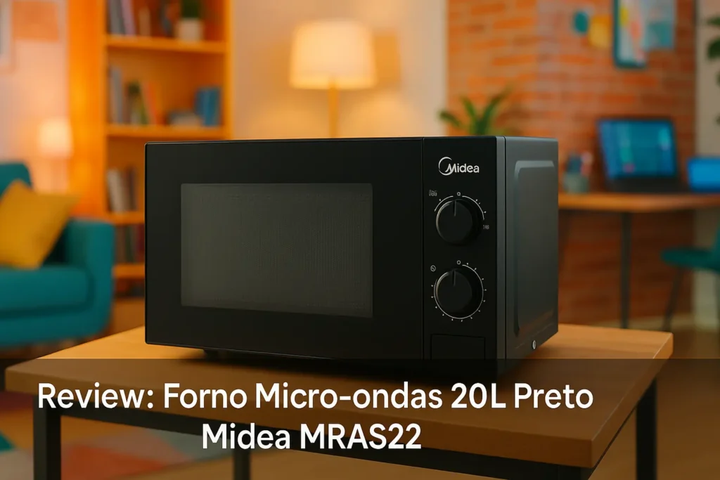 Forno Micro-ondas 20L Preto Midea MRAS22: compacto, eficiente e seguro