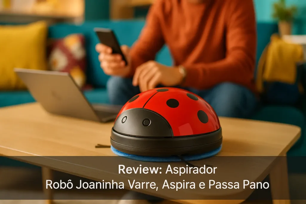 Aspirador Robô Joaninha Varre, Aspira e Passa Pano