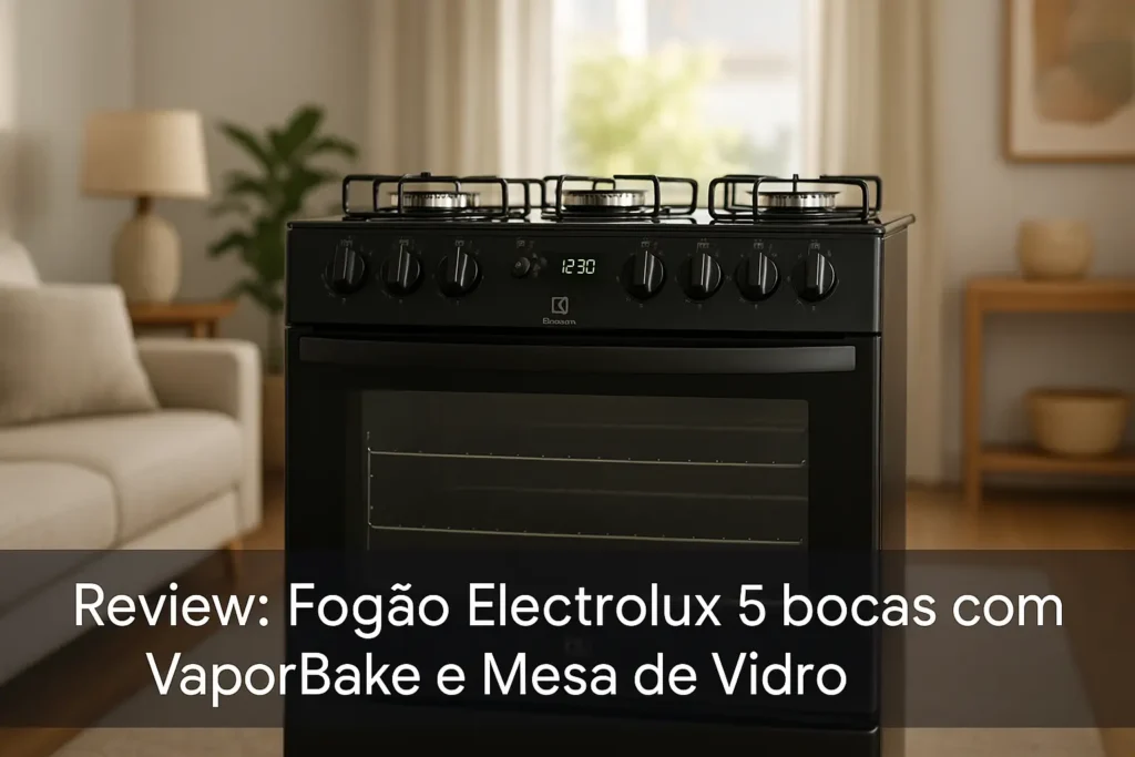 Fogão Electrolux 5 bocas com VaporBake e Mesa de Vidro