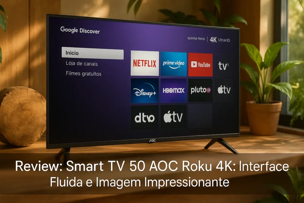 Smart TV 50 AOC Roku 4K: Interface Fluida e Imagem Impressionante