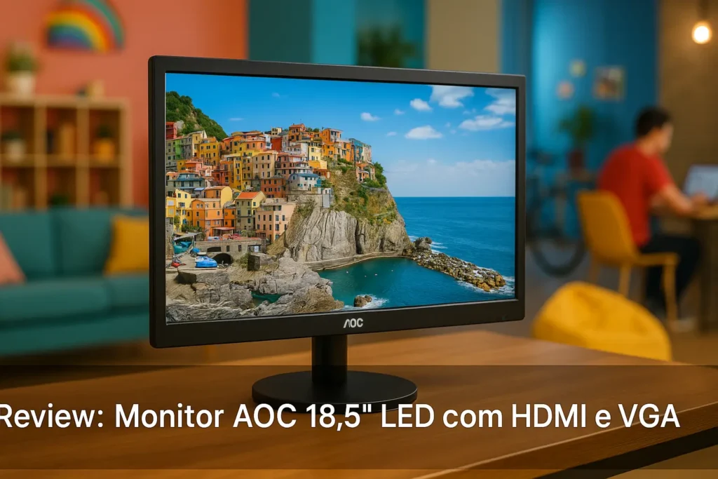 Monitor AOC 18.5" LED com HDMI e VGA: Simples, Funcional e Acessível