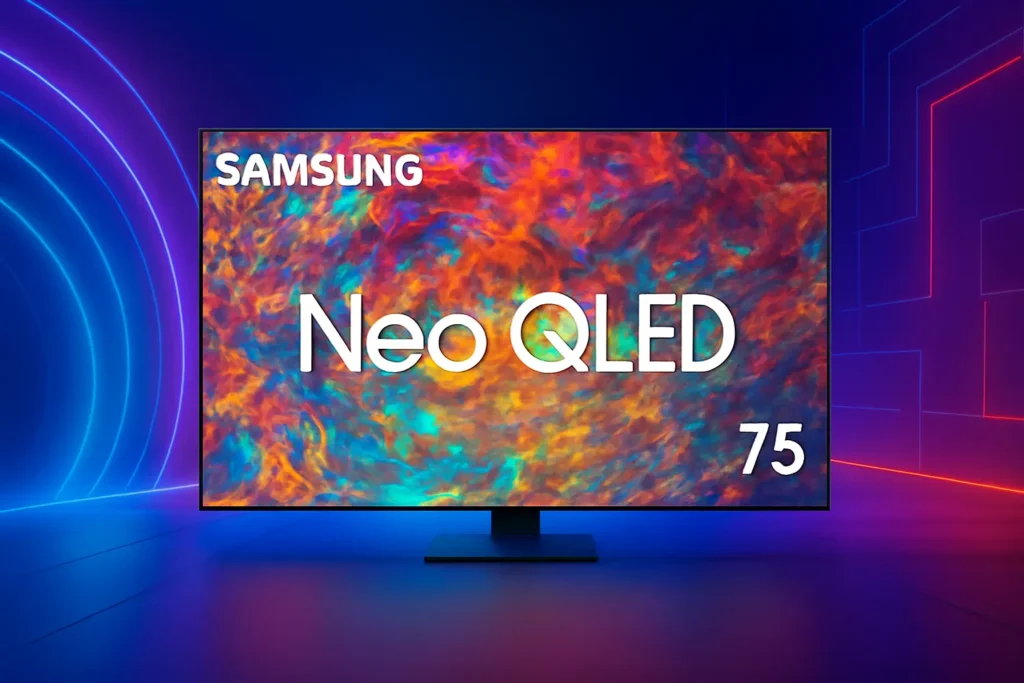 Bateria que dura: 6 TVs Samsung NEO QLED 75" para um dia inteiro