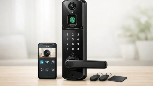 Bateria que dura: 3 Fechaduras Eletrônico Digital Biométrica Com Câmera Wifi, Controle do App Tuya para um dia inteiro