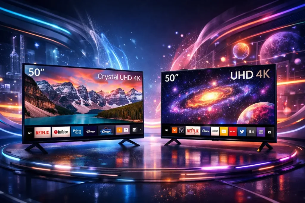 Samsung Smart TV 50" Crystal UHD 4K vs LG Smart TV 50" UHD: Qual tem mais qualidade de imagem ou conectividade?