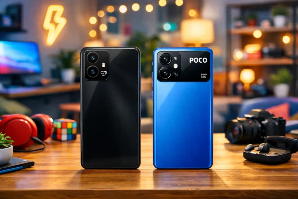 Smartphone Xiaomi Poco C75 NFC vs POCO M7 Pro 5G: Desempenho ou Câmera?